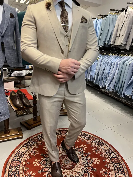 Beige pak heren