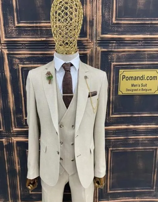 Beige trouwpak