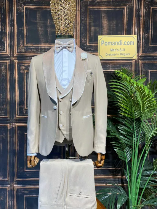 Beige velours Tuxedo