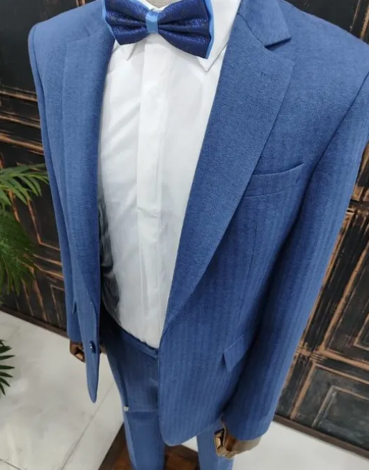 Blauw katoenen 2-delige business pak