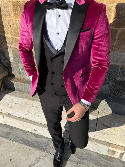 bordeaux fluwelen smoking