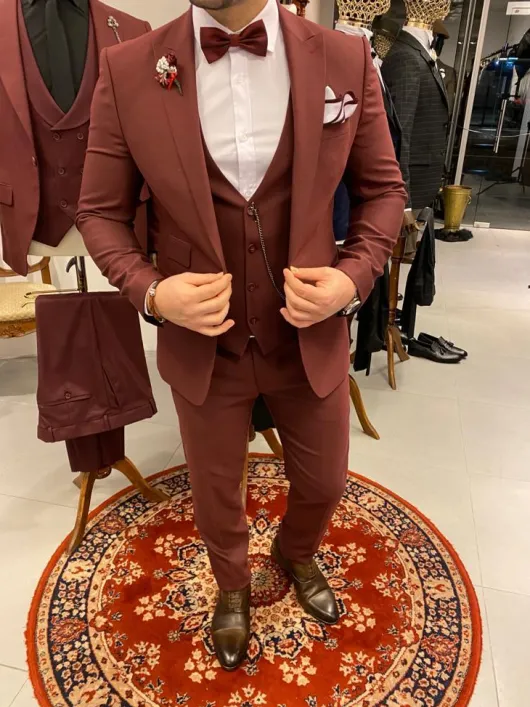 Bordeaux rood trouwpak
