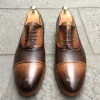 Bruin-cognac handmade kalfsleren veterschoenen