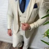 Creamy Beige linnen look trouwkostuum