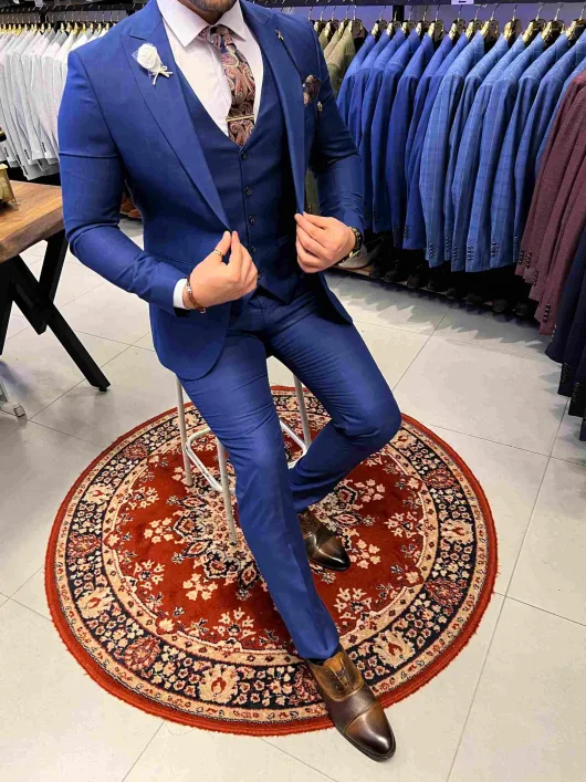 Royal blauw geruit pak