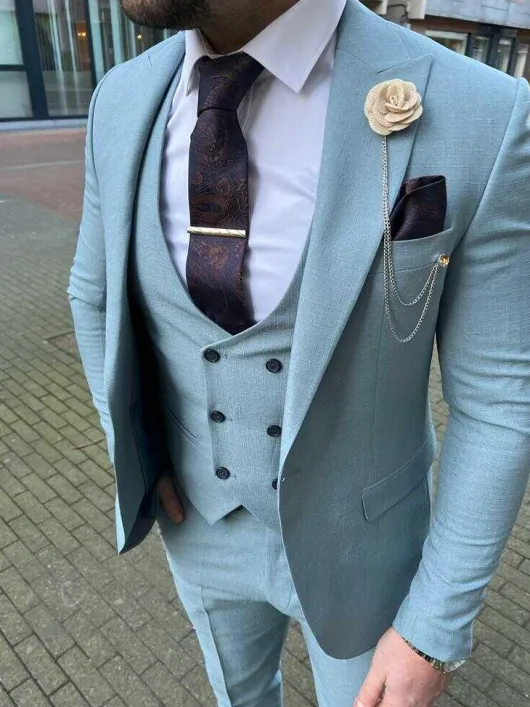 Soft Blauw trouwpak