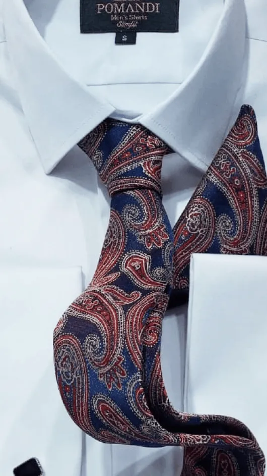 ST41 Bordeaux marineblauwe stropdas met patroon