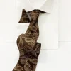 ST88 Stropdas bruin met gouden print