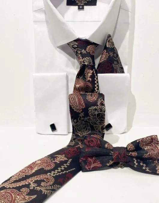 ST33 Zwarte stropdas met bloemenprint
