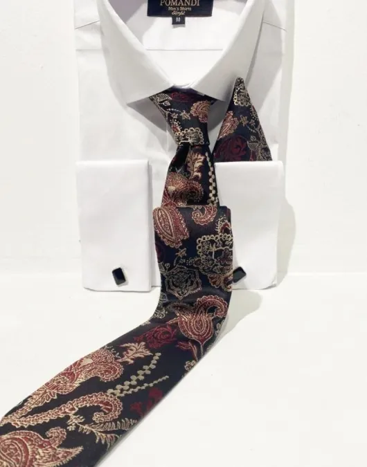 ST33 Zwarte stropdas met bloemenprint