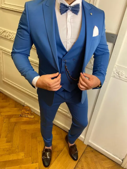 True blue Blauw heren kostuum