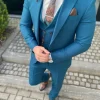 Turquoise groen-blauw Trouwpak shiny look