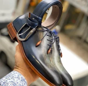 Vintage blauwe veterschoenen